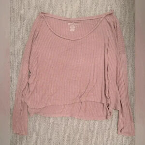 Pink american eagle soft and sexy ribbed cropped long sleeve